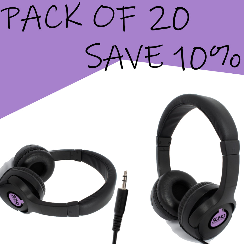 PACK OF 20 - SOHO SCHOOL Mini on ear headphones (3.5mm jack plug)