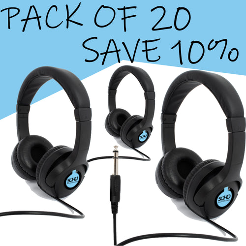 PACK OF 20 - SOHO SCHOOL BIG JACK on ear headphones (6.35mm jack plug)